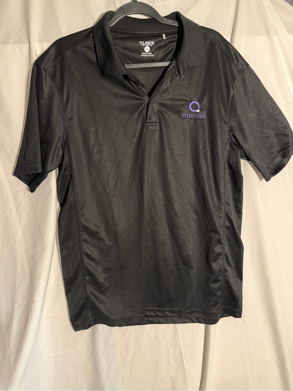 #432 Black Polo Shirt with 'attended' Logo